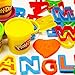 Rimobul Alphabet Dough Cutter Kit with 26 Capital Letters, Clay Modeling Tool Set & Non-Toxic Play Dough 1-2 inch, Assorted Colors