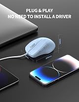 TECKNET USB Wired Mouse 6400 DPI 6-Button Ergonomic 5FT Cable view 5