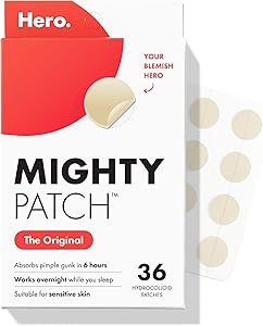 Mighty Patch Original Patch from Hero Cosmetics - #1 Hydrocolloid Acne Pimple Patches for Face, Shrinking Zits & Whiteheads i