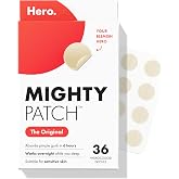 Mighty Patch Hero Cosmetics Original Nighttime Acne Pimple Patches, 36 Ct | #1 Hydrocolloid Acne Patches, Shrinking Zits &amp; Whiteheads in 1 Use, Spot Treatment, Pimple Stickers for Face