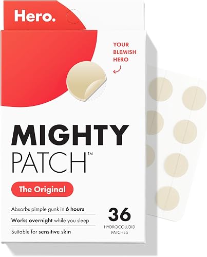 Mighty Patch Hero Cosmetics Original Nighttime Acne Pimple Patches, 36 Ct | #1 Hydrocolloid Acne Patches, Shrinking Zits & Whiteheads in 1 Use, Spot Treatment, Pimple Stickers for Face
