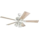 Prominence Home Glenmont, 52 Inch Farmhouse LED Ceiling Fan with Light, Pull Chain, Three Mounting Options, Dual Finish Blade