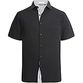 Esabel.C Mens Short Sleeve Dress Shirts 4-Way Stretch Regular Fit Stretch Wrinkle-Free Casual Button Down Shirts