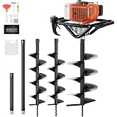 Baotree 72cc Gas Powered Post Hole Digger Earth Auger, 6" &amp; 8" Bits, 2 Rods | High-efficiency drilling,Easy operation,Top quality,Heavy duty,Versatile use,Easy start