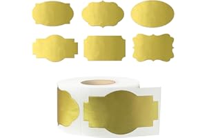 Yeachlaing 350 PCS Fancy Shape Stickers, 2" x 1.2" Gold Labels for Home, Office, Kitchen, Gifts, Jars, Food Craft