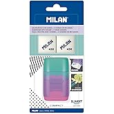 Milan Blister Pack Sunset Purple Compact Sharpener + 2 Replacement Erasers, BYM10451