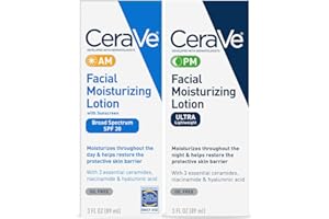 CeraVe Day & Night Face Lotion Skin Care Set | Contains AM with SPF 30 and PM Face Moisturizer | Fragrance Free