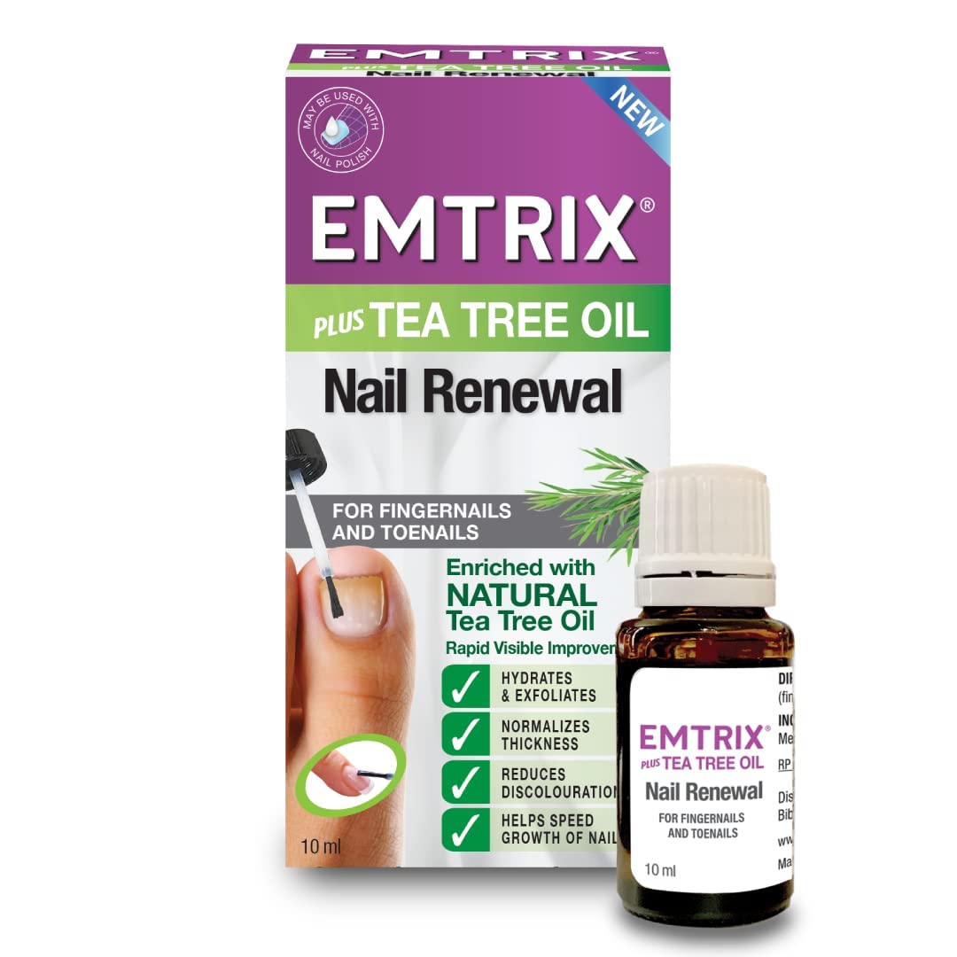 Emtrix Nail Renewal with Natural Tea Tree Oil, For Damaged Nails | Nail Strengthener and Healthy Nail Growth Product | For Fingernails and Toenails | Vegan Friendly | 10 ml