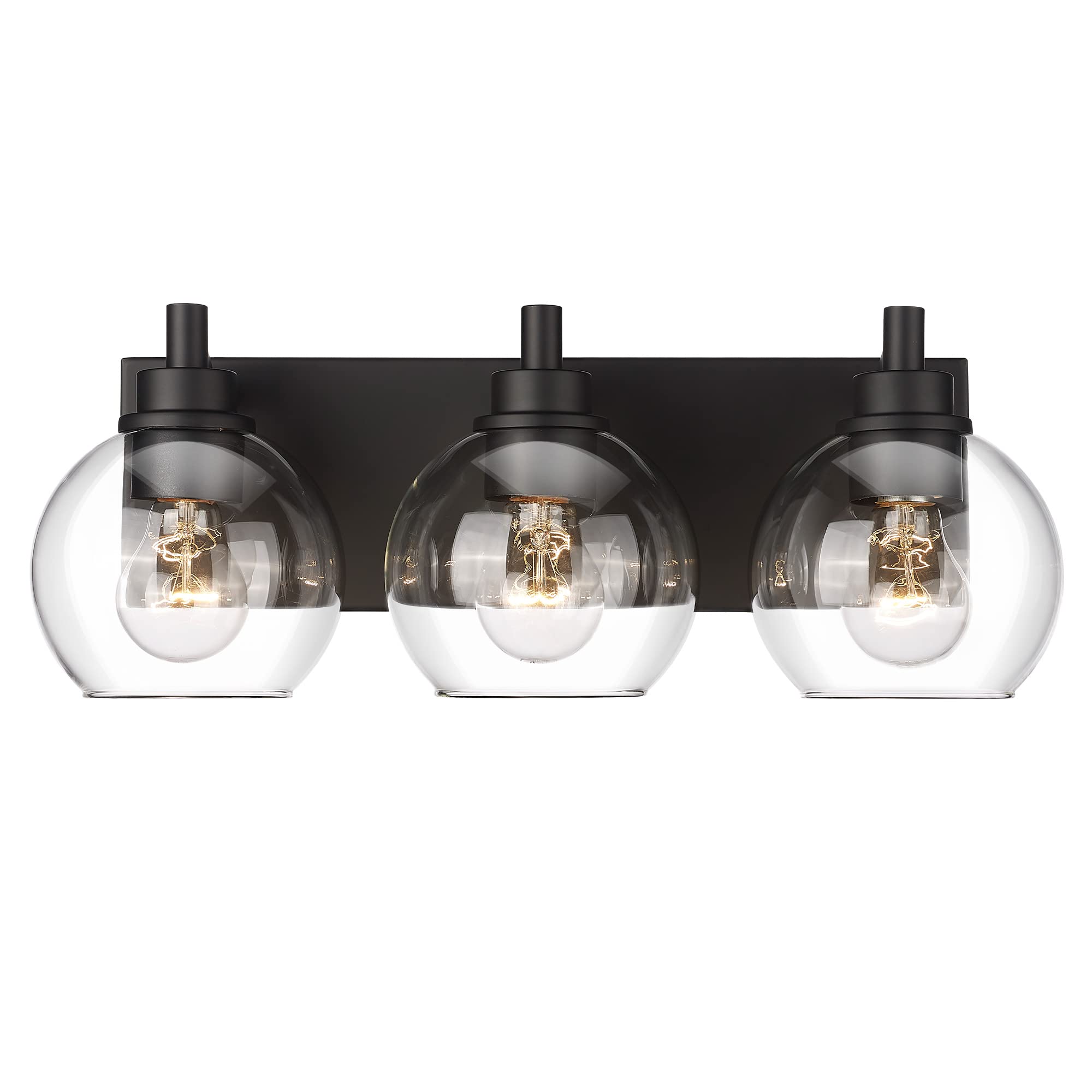 Photo 1 of METWET Bathroom Light Fixtures, 3-Light Matte Black Vanity Light, Modern Wall Sconces with Clear Glass Globe Shade, Bathroom Wall Lights for Mirror Kitchen Bedroom Hallway, VL195-MB-3