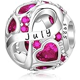 PHRUKAR Birthstone Charm for Charm Bracelet, 925 Sterling Silver Infinity Love Heart Bead Charm for Bracelet and Necklace, Happy Birthday Mother's day Christmas Jewelry Gifts for Women