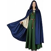 Gesranxs Medieval Cloak with Hood Men Women,Renaissance Hooded Cape for Hobbit Halloween Costume Cosplay Wizard Witch Cloak