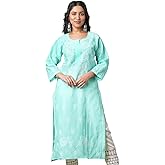 Ada Indian Hand Embroidered Chikankari Straight Cotton Kurti Kurta Tunic for Women A208470