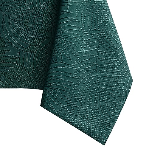 AmeliaHome Tablecloth 150 x 300 cm, Stain Protection, Lotus Effect, Washable, Waterproof, Gaia Ornament, Bottle Green