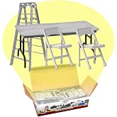 Ultimate Ladder, Table &amp; Chairs Silver Playset for Wrestling Action Figures | Create High-Stakes Matches with a Silver Breakable Table, Ladder and 2 Folding Chairs for Wrestling Figures