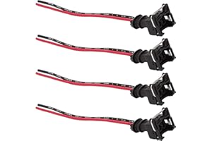 leechio 4 PCS Fuel Injector Connector, Standard Specification Fuel Injector Plug Harness, Copper Core Fuel Injector Rebuild Kit, for Most Cars Truck (Black)