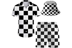 ifamawlea Men's 2 Piece Tracksuit Hawaiian Shirt Shorts Button Down Shirt and Shorts Sets with Bucket Hats