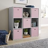 Home Source 9 Shelf Cube Bookcase Grey Storage Display Unit 90x30x90 view 6
