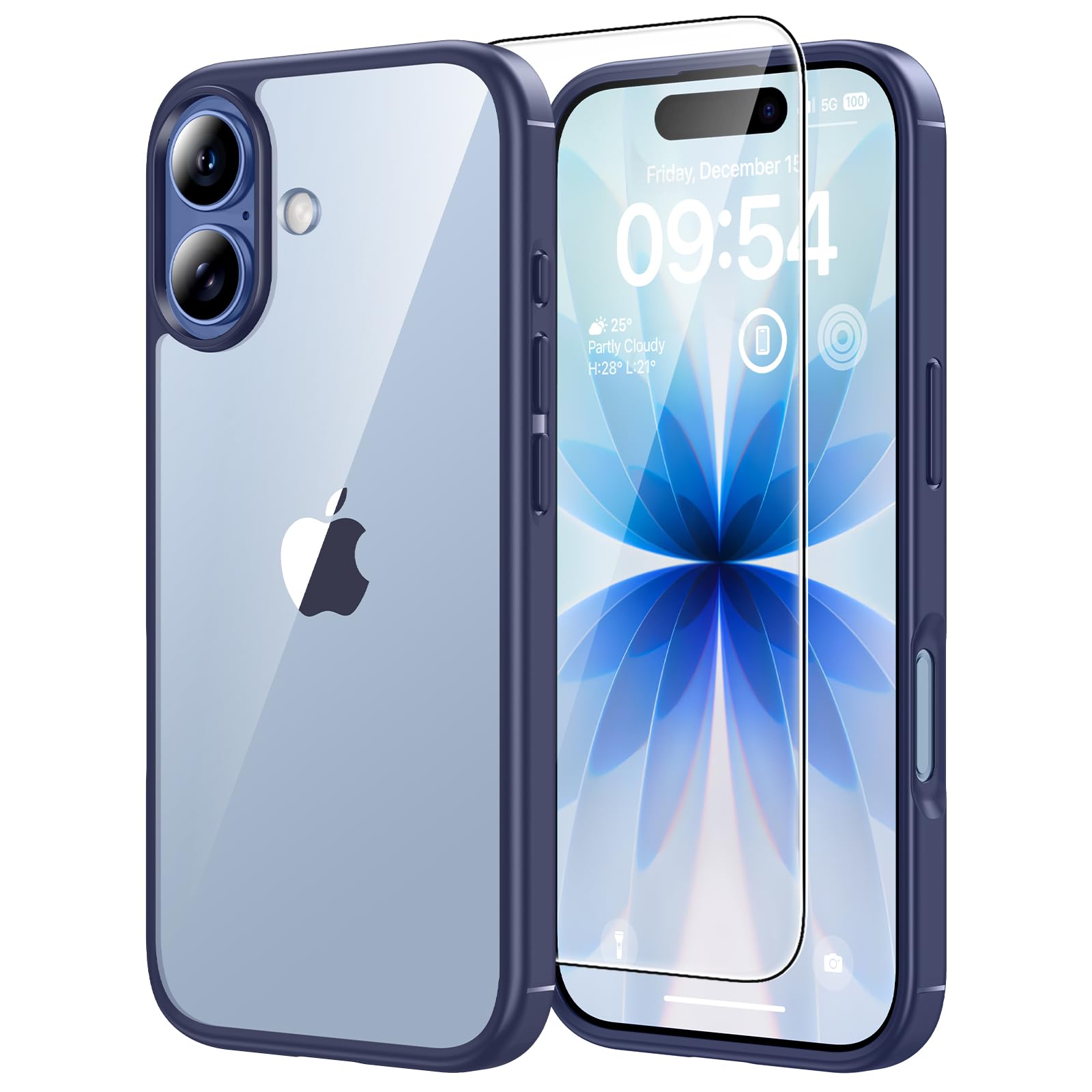 Photo 1 of TAURI for iPhone 17 Case, Anti-Yellowing with Screen Protector, Military-Grade Protection Shockproof Slim Phone Case for iPhone 17, Blue