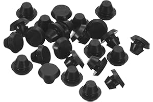 uxcell 25Pcs Silicone Plugs, Rubber Round Snap in Locking Hole Plugs for 5-5.5mm Hole, Hole Stoppers Waterproof Hole Plug for Metal Tube, Furniture End Caps Inserts, Black