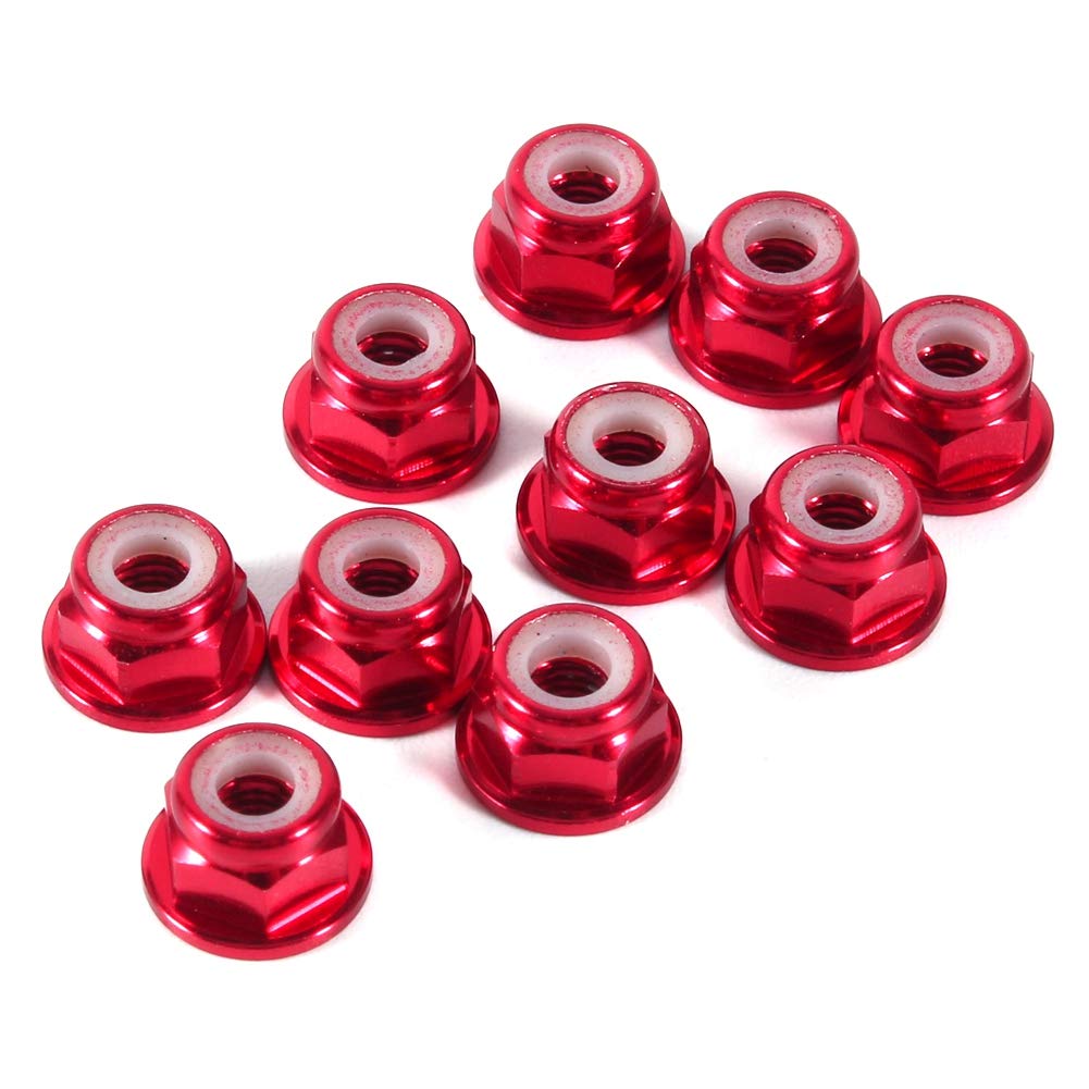 Hex Self Lock Nuts 10 PCS M3 Nut CNC Aluminum Flanged Nylon Lock Nut Self Locking Metal Nuts Dark Red