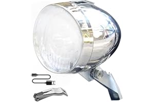 Retro Bike Headlight - Front Light, 3 Led Bulbs, Rechargeable Lighting, Bicycle Headlights, Lights, Night Light for Riding Vi