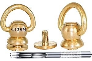 DETII 1" Brass Rivets Purse Ball Studs Rivets Nails Chicago Stud Screw 360 Rotatable D Ring Brass Rivets DIY Leather Collar Belt Handbag Shoes Case Motorcycle Furs Jeans Brass Rivets (Big D Ring, 6pcs)