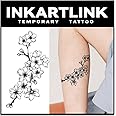 INKARTLINK Tattoo Tech, 2 Sheets Medium Semi Permanent Tattoo, Temporary Tattoos, Last 1-2 Weeks, Waterproof, Realistic Look, No Adhesive, No Reflection (Plum Blossom)