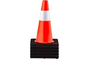 VEVOR Safety Cones, 18 in/45 cm Height, 5 PCS PVC Orange Traffic Cone with Reflective Collar and Black Weighted Base, Used fo
