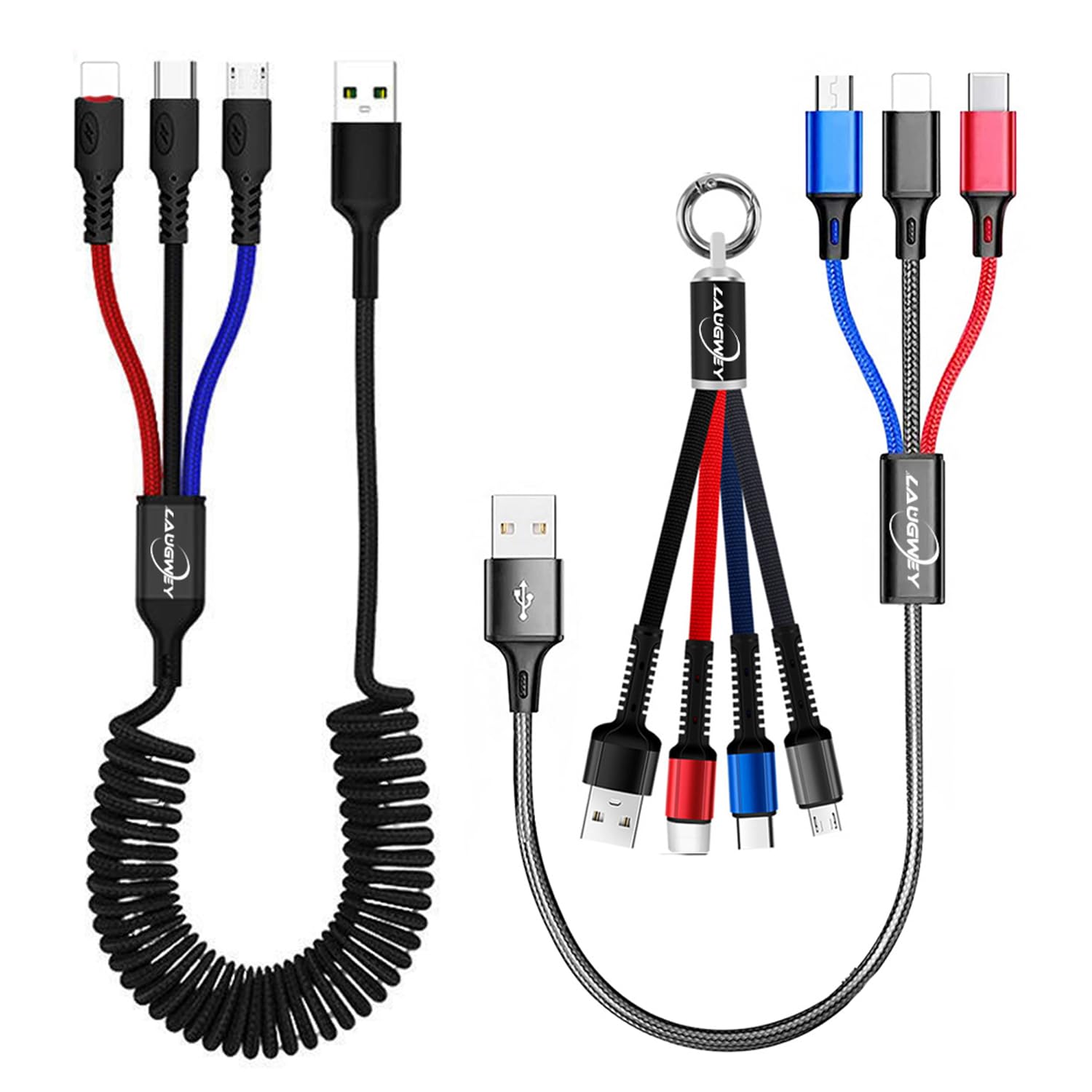 Laugwey Multifunction USB Charging Cable Set,3 Pack