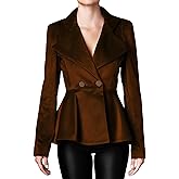 Women's Notched Lapel Vintage Office Button Front Velvet Blazer