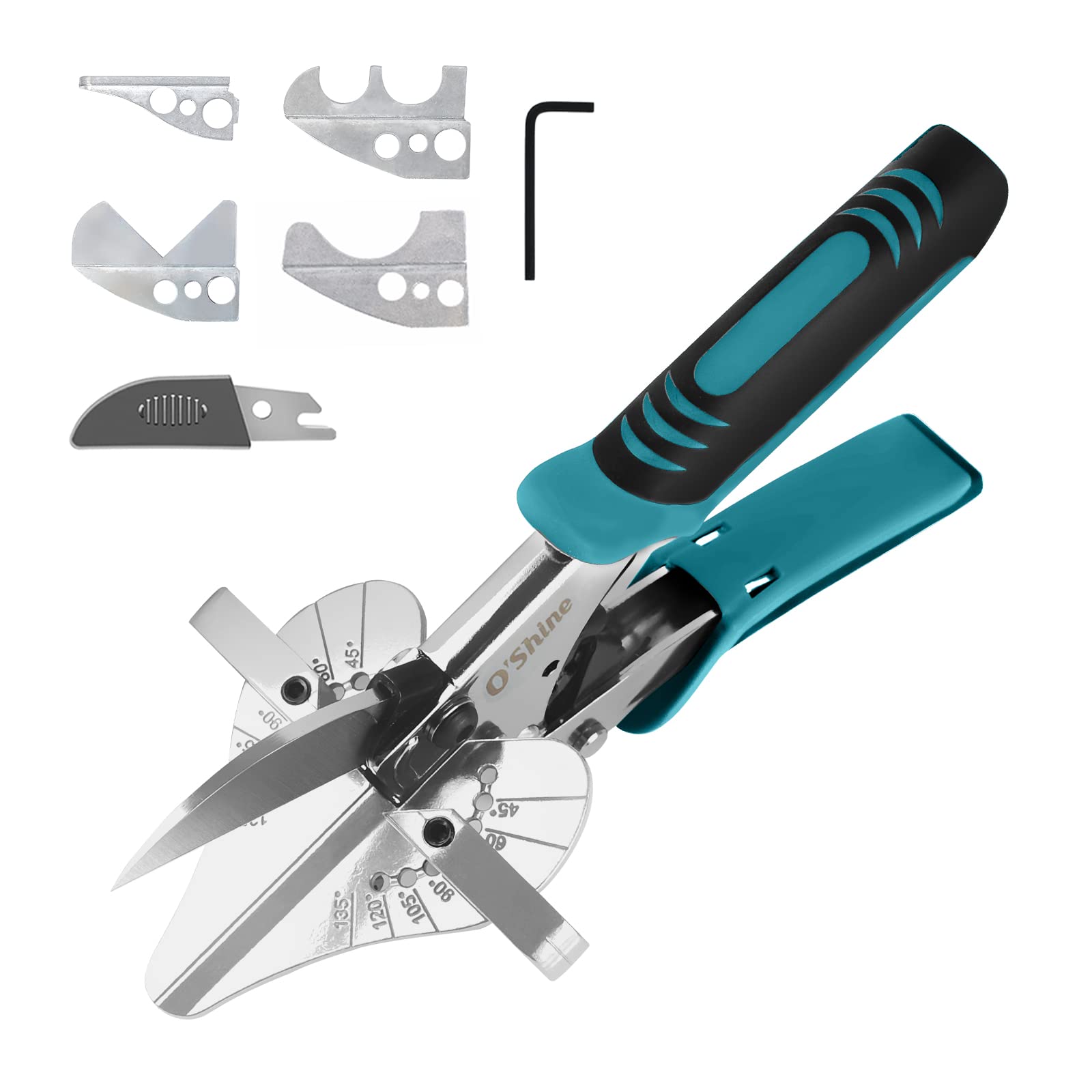 Photo 1 of O’Shine Ratchet Miter Shears Expert for Angular Cutting Molding Crafting Wood, Quarter Round Cutting Tool, 45-135 Degree Multi Angle PVC Miter Shear Trim Cutter Hand Tool, w/Extra Four Anvils & Blade