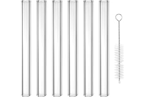 PATIKIL 5 Inch Borosilicate Glass Tubes, 6 Pcs12mm OD 2mm Thick Glass Blowing Tubes Straight Pipe with Cleaning Brush for Lab
