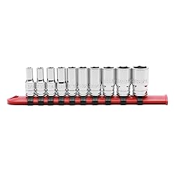 CASOMAN 10PCS 1/4"Drive 6 Pt. Mid-Length Socket