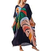 IMAGEKOPE Kaftan Dresses for Women Plus Size Bathing Suit Cover up Vneck Batwing Dress Loose fit Moroccan Caftan mumu Dresses