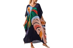 IMAGEKOPE Kaftan Dresses for Women Plus Size Bathing Suit Cover up Vneck Batwing Dress Loose fit Moroccan Caftan mumu Dresses