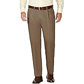 Haggar Men's Work to Weekend Hidden Expandable Waist Classic Fit Pleat Front Pant
