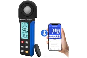 H HOLDPEAK HoldPeak Illuminance Light Meter with Bluetooth, Digital Lux Foot Candles Meter 0.1~400,000 Lux with 270º Rotating Sensor, Lumen Meter Luxmeter for Plants, Car Headlights, Home & Office LEDs