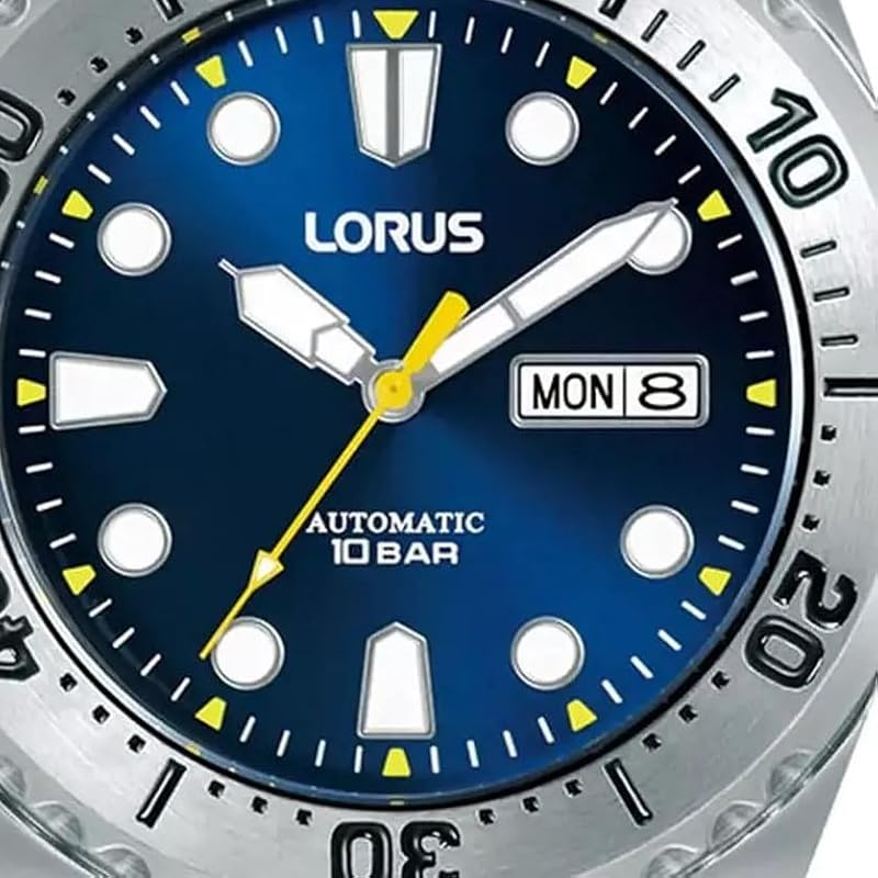 Orologio automatico analogico da uomo con bracciale in acciaio inossidabile, Argento/Blu - RL473BX9
