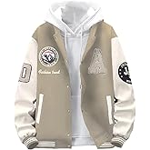 SHENHE Men's Letter Print Varsity Jacket Color Block Streetwear Bomer Baseball Jacket
