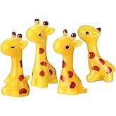 Haohaiblooms 4Pcs Mini Giraffe Figurines - Cute Resin Animal Decor, Fairy Garden Crafts, Dollhouse Miniatures, Zoo Landscape Ornaments, Home Desk Decor, Gift for Animal Lovers