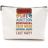 Theatre Life Cosmetic Bag Makeup Bag Pouch Theater Gifts Musical Theatre Drama Lover Gifts Comedy Tragedy Mask Bag for Women Actor Actress Teacher Friends Sister Bestie Mom Beach Birthday Graduation