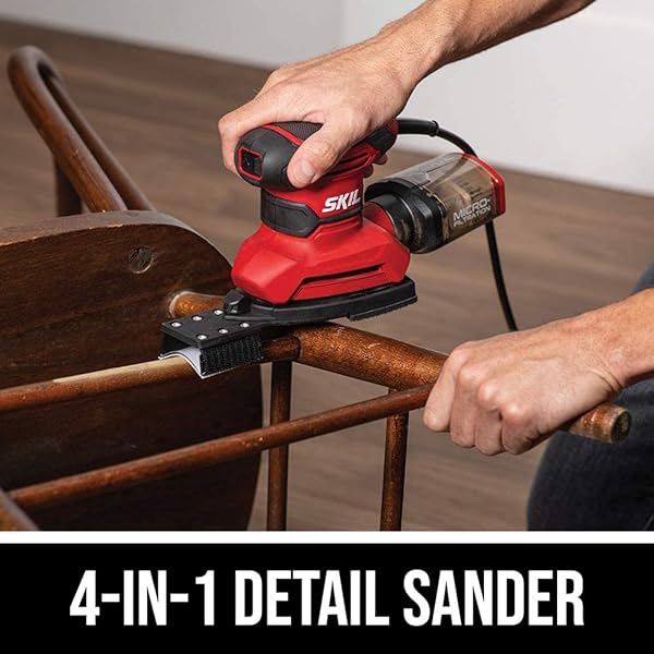 SKIL CORDED MULTI-FUNCTION DETAIL SANDER WITH MICRO-FILTER DUST BOX 3 ADDITIONAL ATTACHMENTS & 12PC SANDING SHEET- SR232301