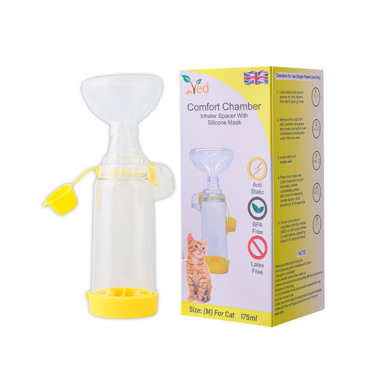 Pet Inhaler Spacer (Comfort Chamber) for Improved Breathing of Your cat and Furry Friend (Yellow)