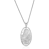 JEAN RACHEL JEWELRY 925 Sterling Silver Necklace - Hammered Oval Pendant Vintage Necklace for Women, Hypoallergenic, Lead & Nickel Free Jewelry Collection
