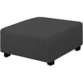 Easy-Going Stretch Square Ottoman Cover 40x40x15 inch Dark Grey | Folding Storage Footstool cover Furniture Protector Soft Rectangle slipcover with Elastic Bottom
