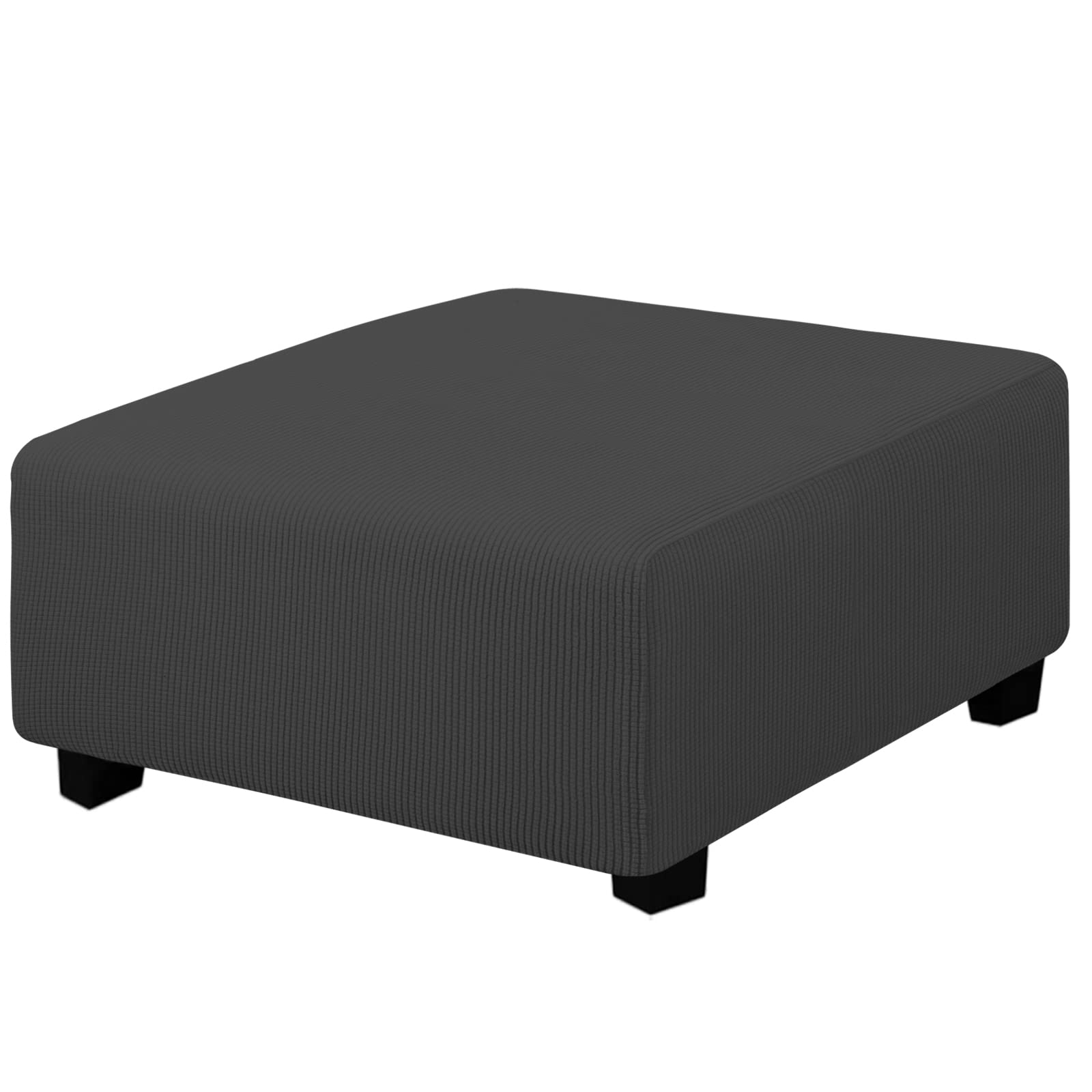 Photo 1 of Easy-Going Stretch Square Ottoman Cover 40x40x15 inch Folding Storage Stool Furniture Protector Soft Rectangle slipcover with Elastic Bottom Dark Grey