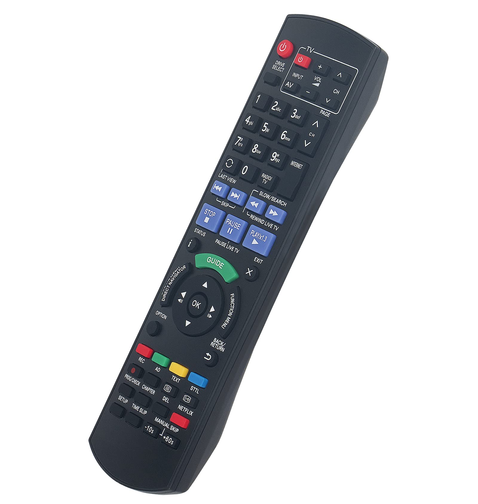 Replacement Remote Control Fit for Panasonic Blu-ray Disc Player HDD Recorder DMR-PWT420 DMR-PWT530 DMR-PWT520 N2QAYB000762 DMR-PWT420 DMR-PWT635 N2QAYB000762 DMR-PWT530 DMR-HWT230 N2QAYB000763