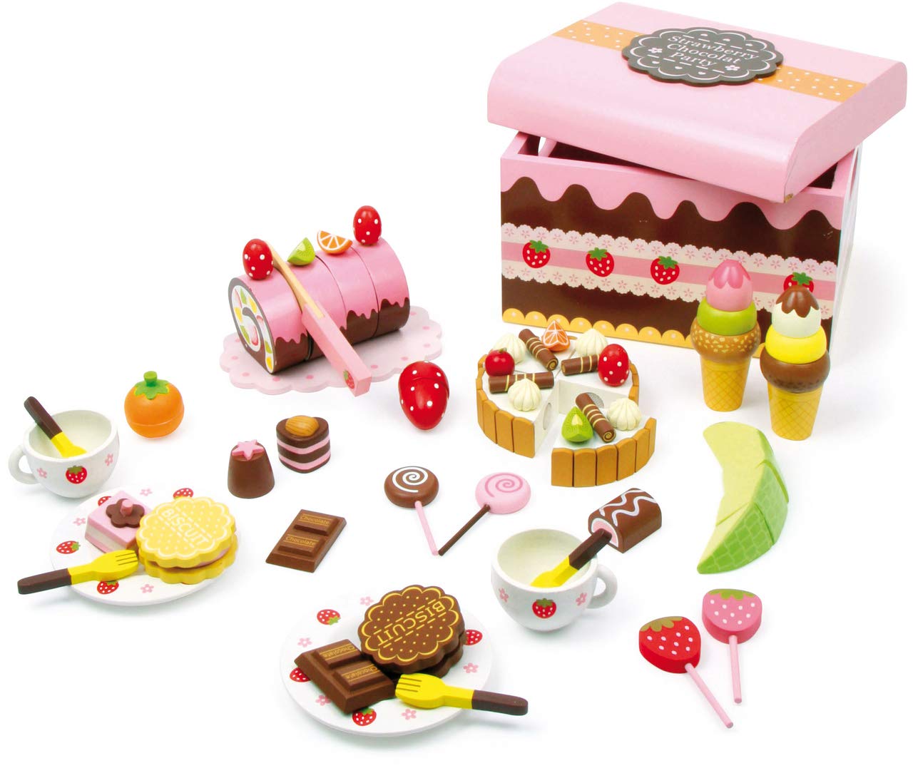 small foot 2847 Wooden candy box playset, accessories for shop and children's kitchen with sweets, 39-pcs.