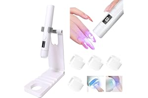Gorvalin Mini UV Nail Light with Nail Stamper, Portable Handheld UV Light Lamp with Foldable Stand for Gel Nail Cordless LED Nail Polish Dryer Kit for Home Salon DIY Manicure