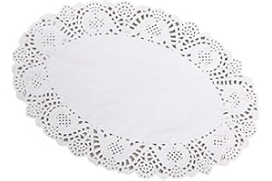 Tim&Lin White Lace Paper Doilies - 10 inch x 14 inch Oval Round Paper Doilies - Disposable Paper Placemats - for Wedding, Birthday, Cakes, Desserts, Tableware Food Decoration, Pack of 100